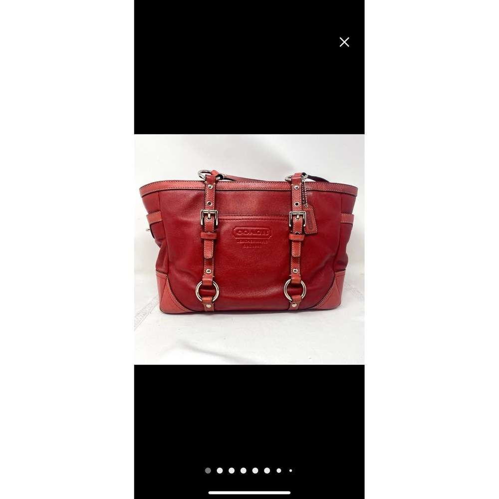 VINTAGE COACH Red Leather Gallery East West Tote Handbag Satchel Purse F12343 - Picture 11 of 11